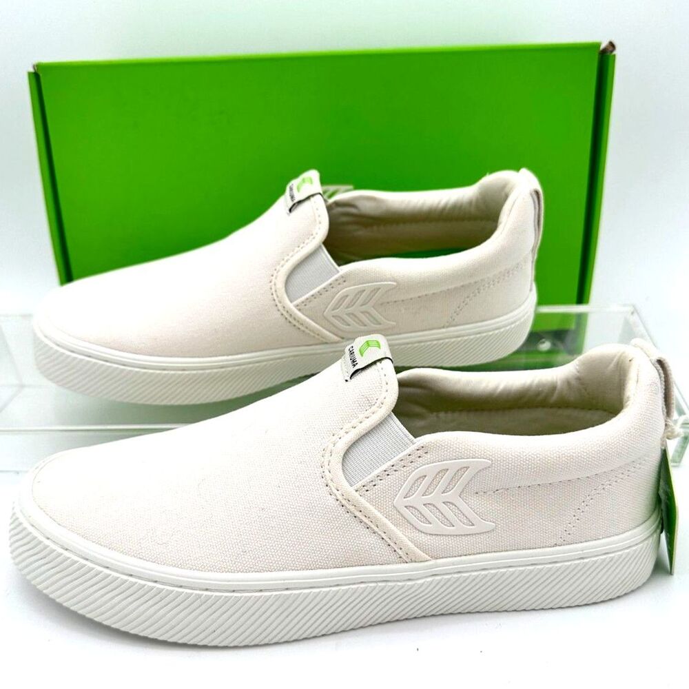 $85 NEW Carium Slip on Canvas Organic Cotton Sneaker Off White 8 D101